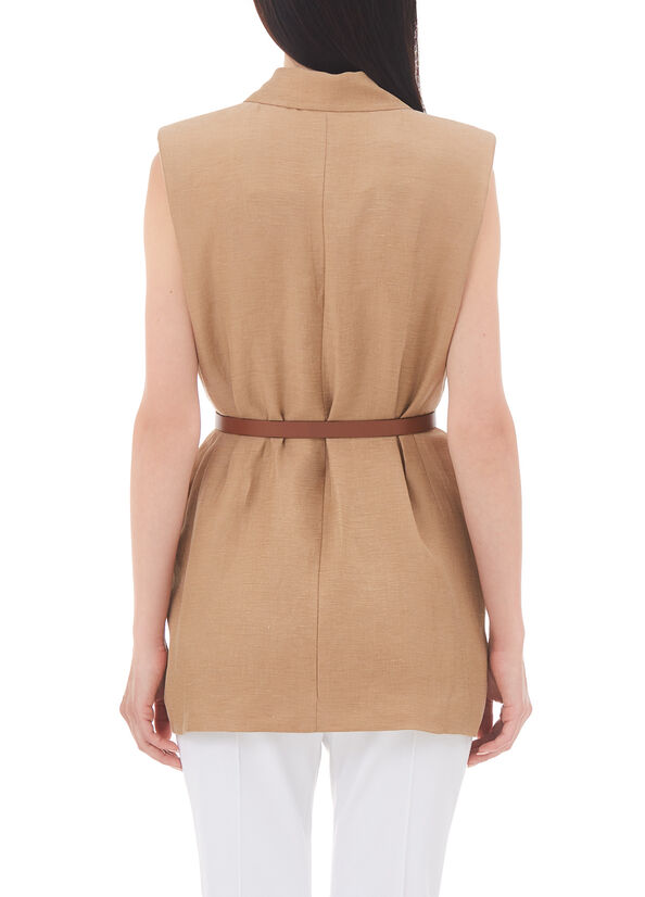 Gilet in lino con spalline