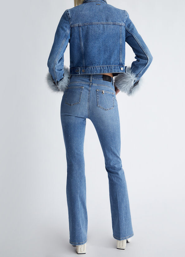 Jeans flare con strass