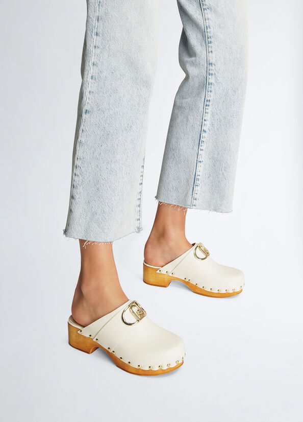 Sabot in pelle con logo