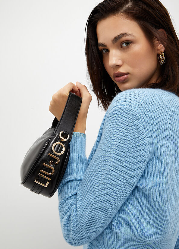 Borsa a mano nera laminata