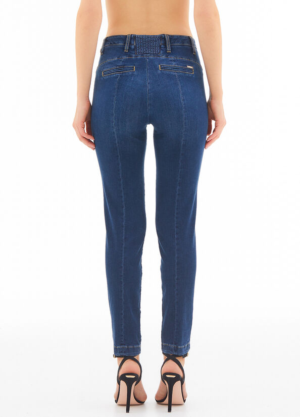Jeans skinny vita alta con zip