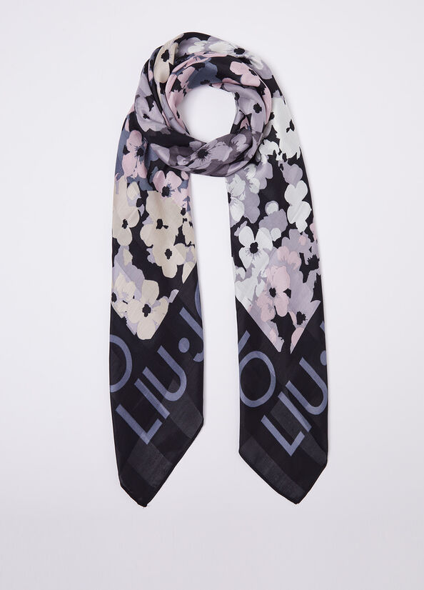 Foulard floreale con logo