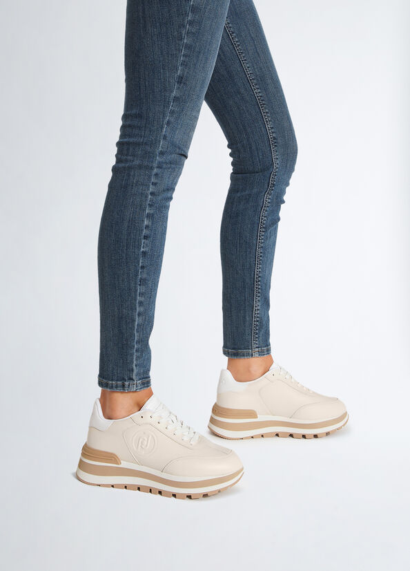 Sneakers platform in pelle