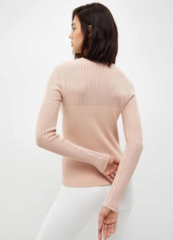 Cardigan rosa ecosostenibile con borchie