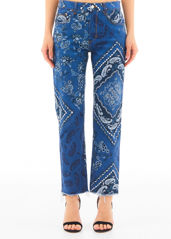 Jeans dritto con stampa all over
