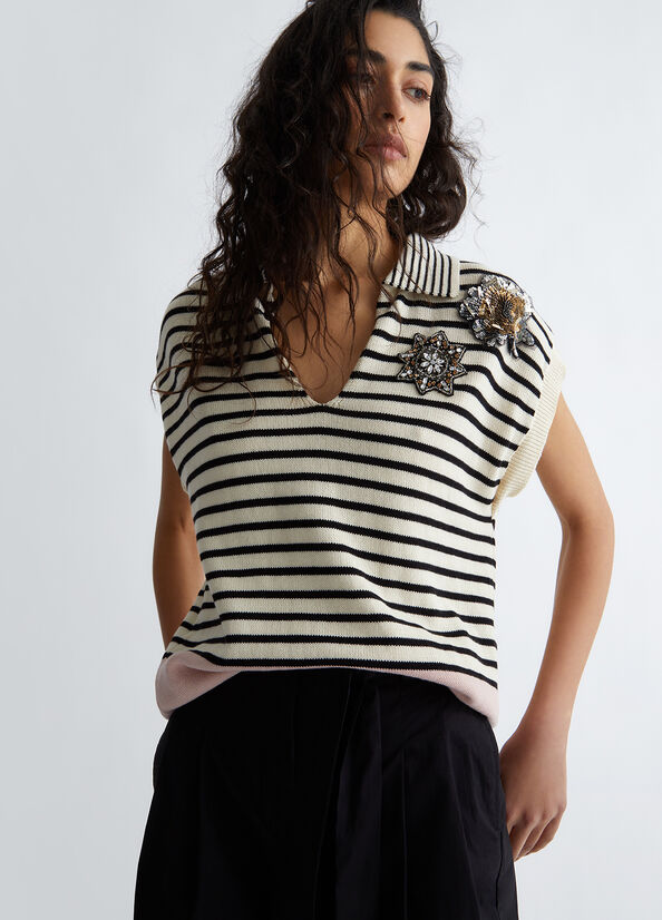 Polo a righe in maglia