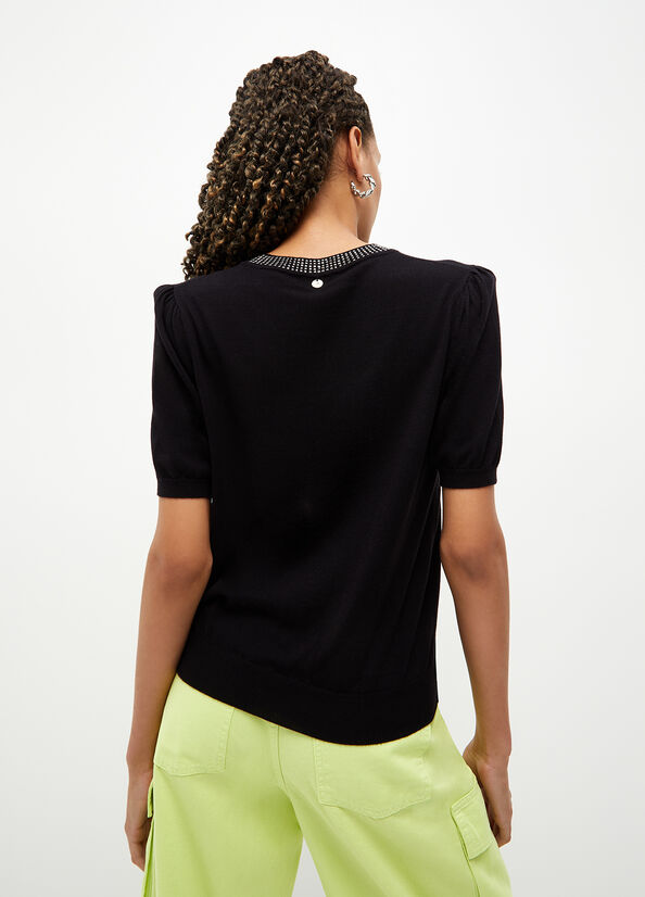 Maglia nera con strass