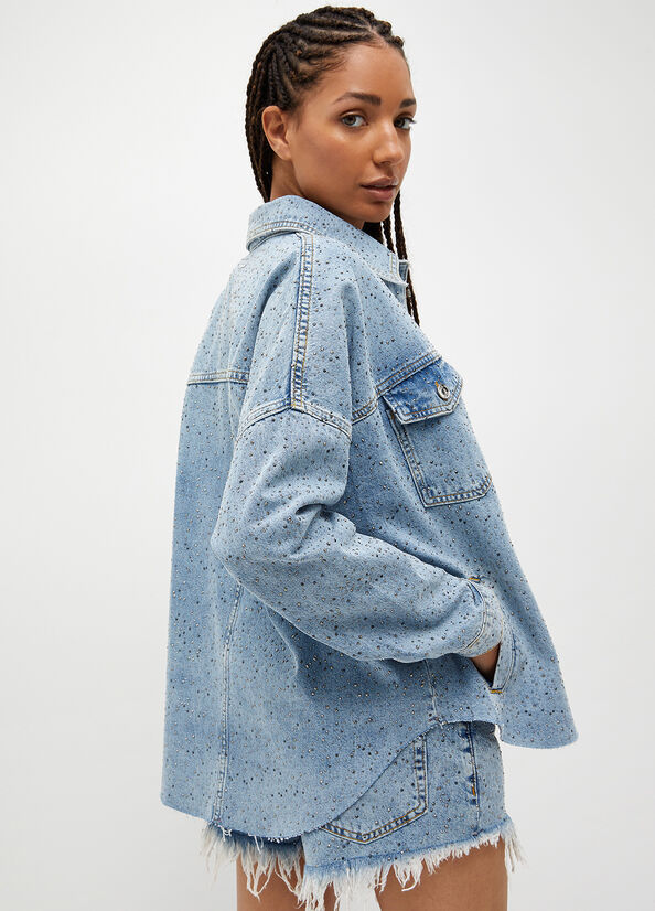 Giubbotto in denim con strass