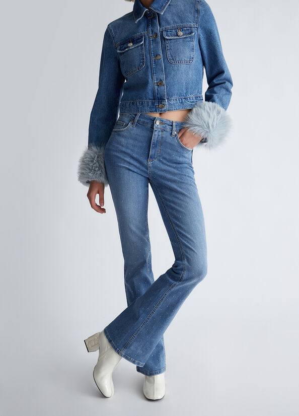 Jeans flare con strass