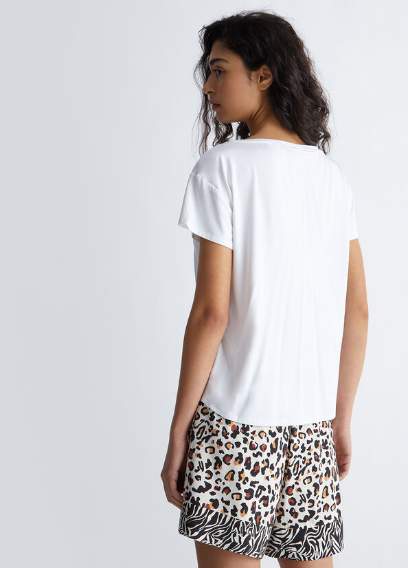 T-shirt con stella animalier