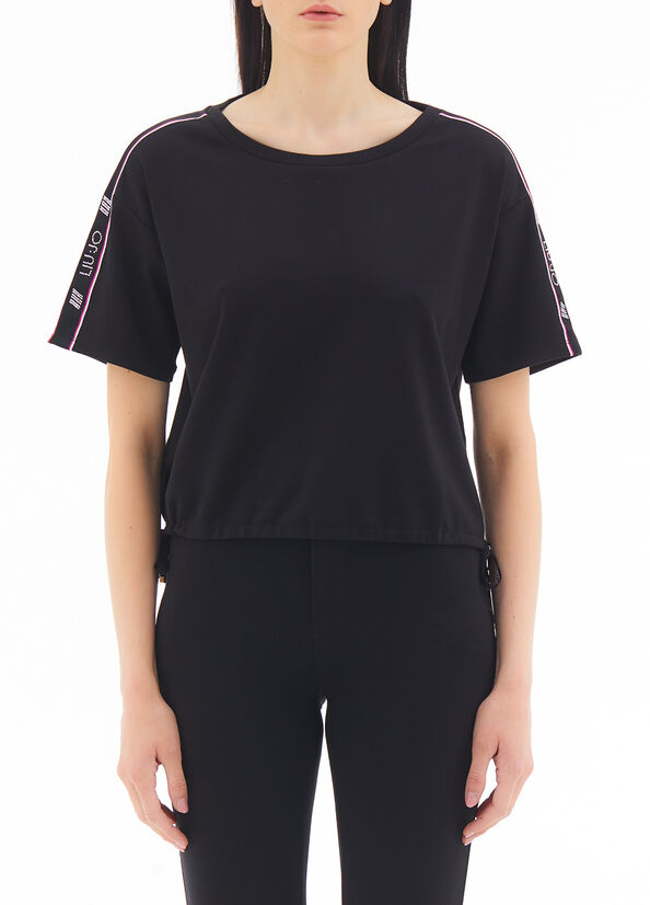 T-shirt con bande logate