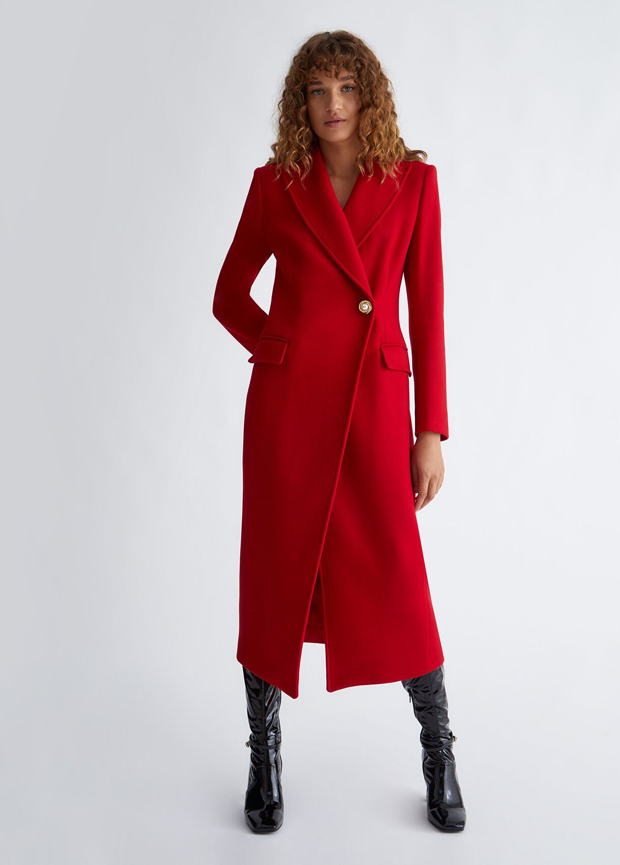 Red wool blend coat