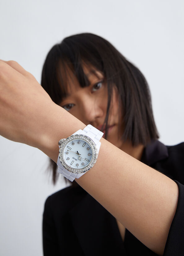 Orologio bianco in acciaio smaltato