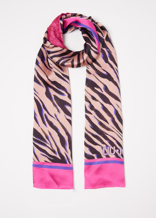 Stola con stampa animalier e logo