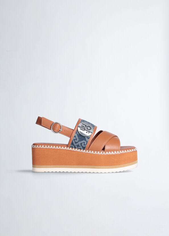 Sandali platform con logo monogram
