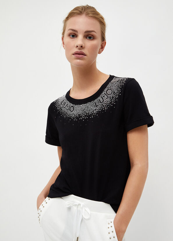 T-shirt con strass
