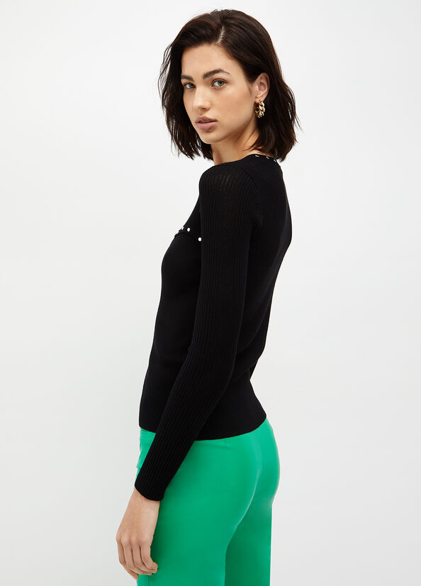 Cardigan nero ecosostenibile con borchie