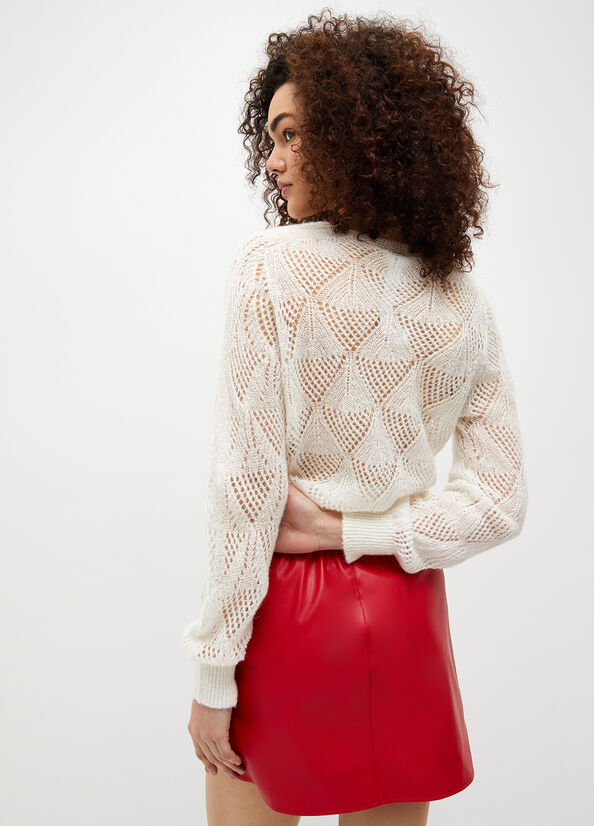 Cardigan bianco in misto alpaca