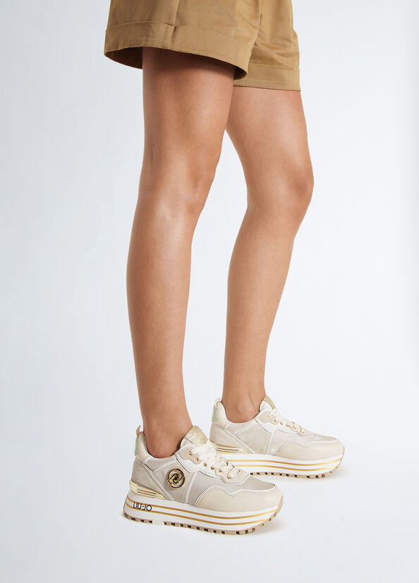 Sneakers platform in shiny nylon