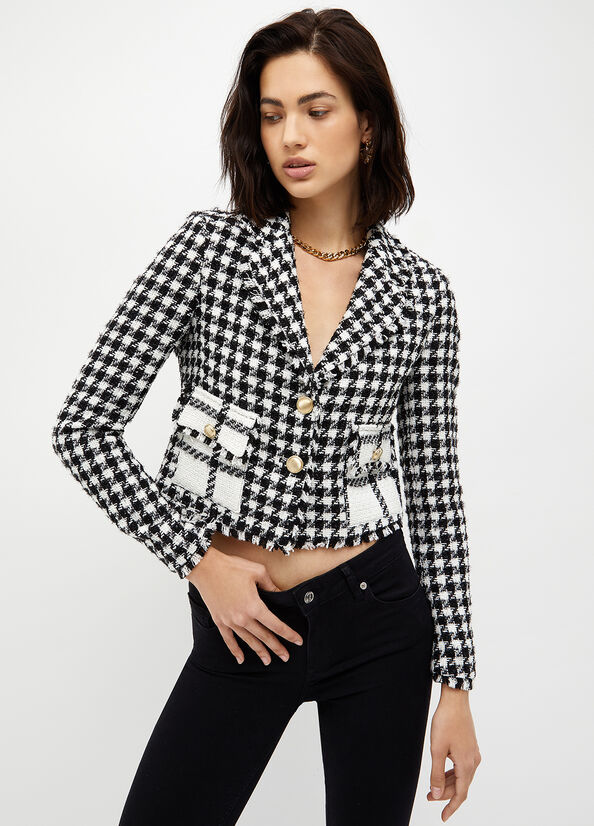 Blazer bouclé pied de poule