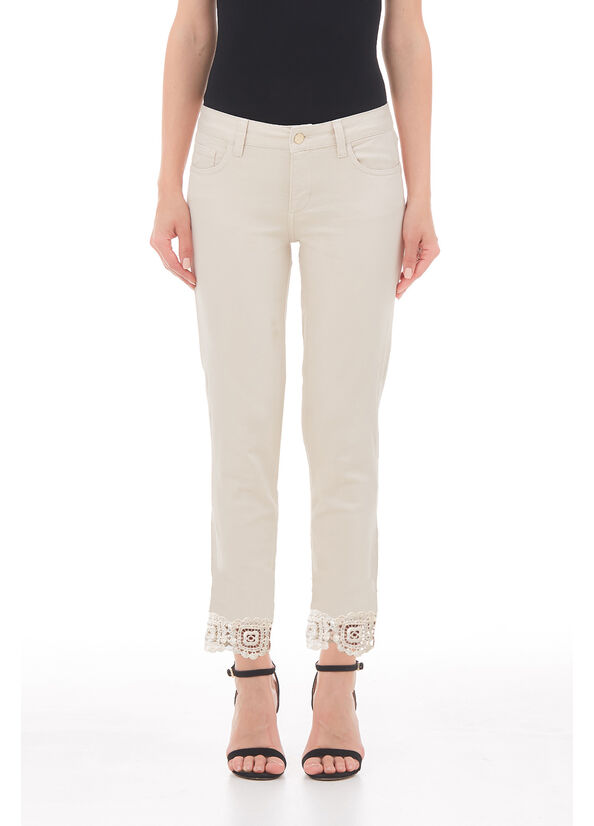 Pantalone skinny con applicazioni