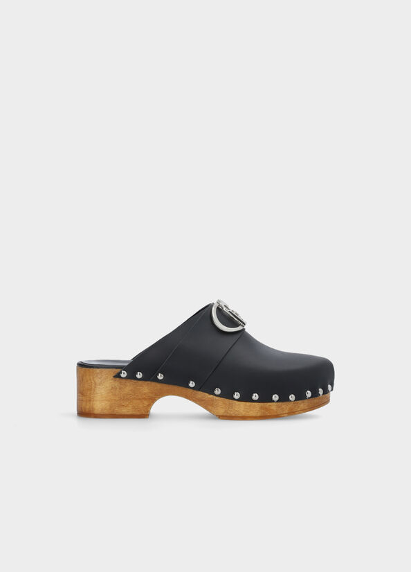 Sabot in pelle con logo