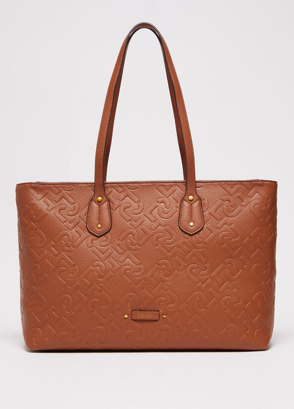Borsa shopping in tessuto spalmato