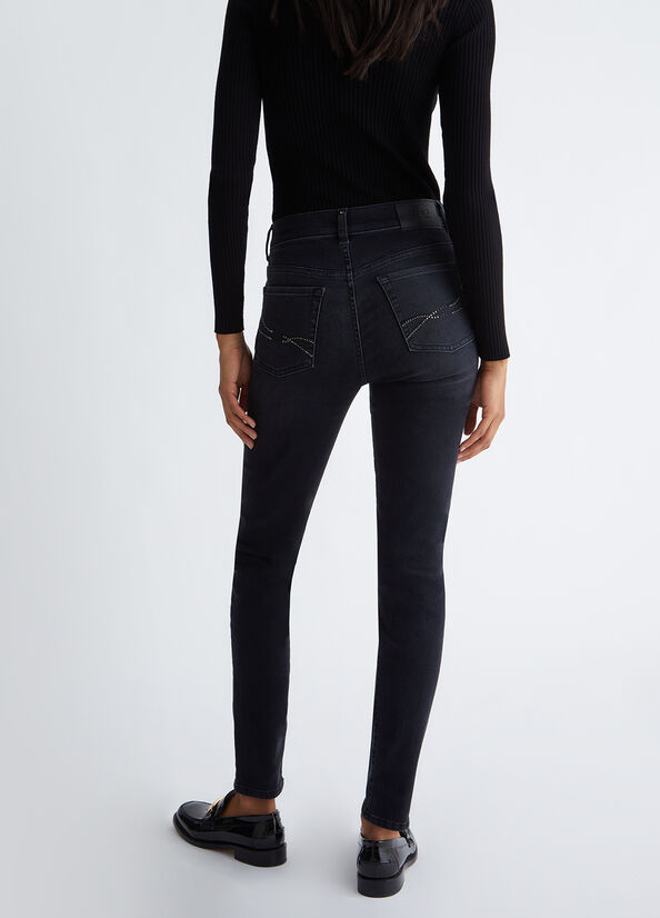 Jeans nero skinny vita alta