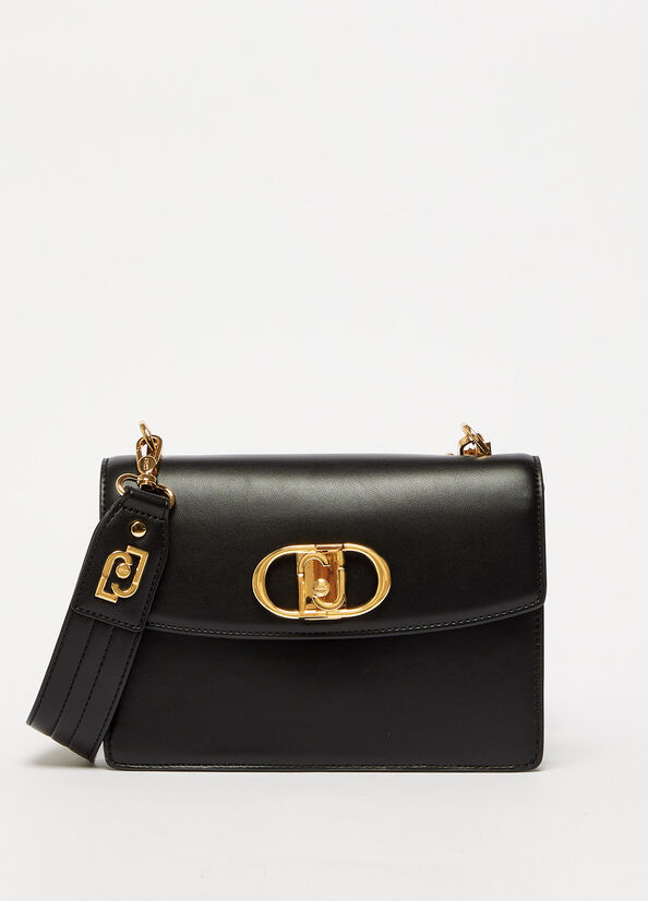 Borsa a spalla nera ecosostenibile