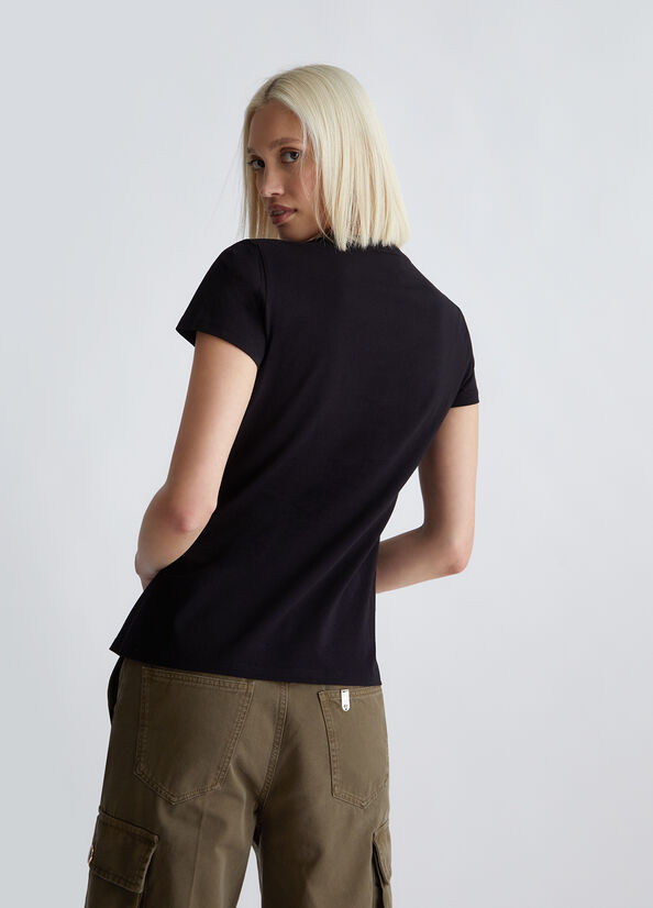 T-shirt ecosostenibile con cuore e strass