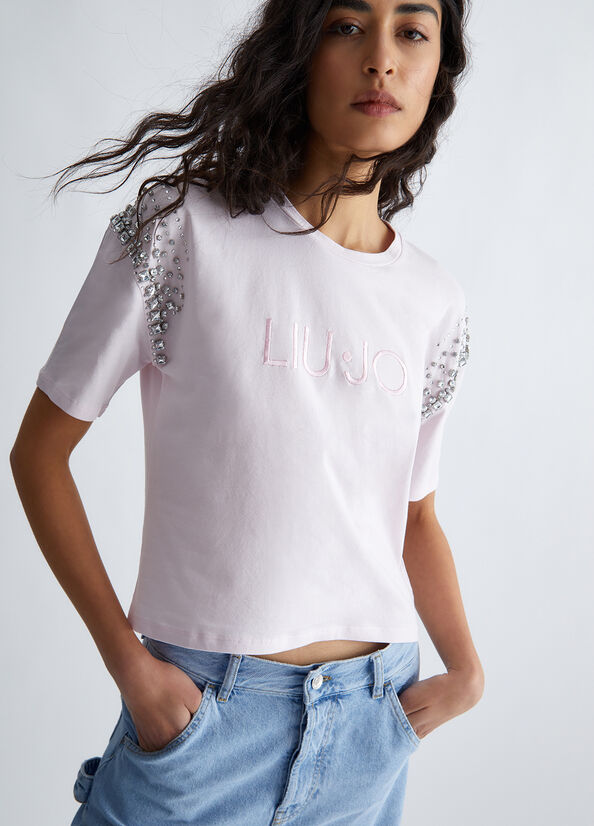 T-shirt ecosostenibile con strass
