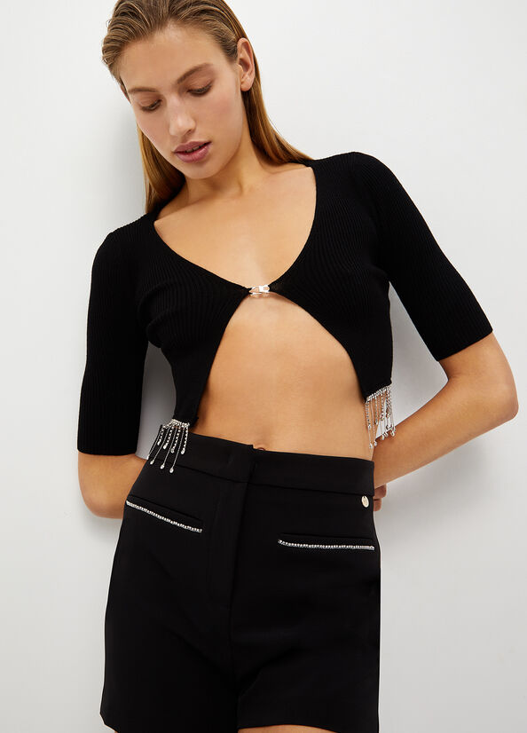 Cardigan con frange gioiello