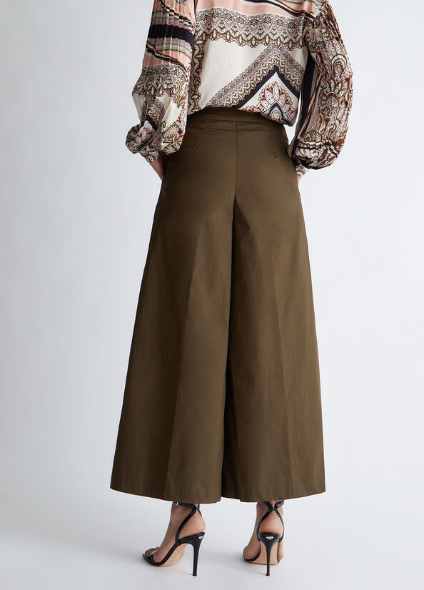 Pantaloni cropped in popeline