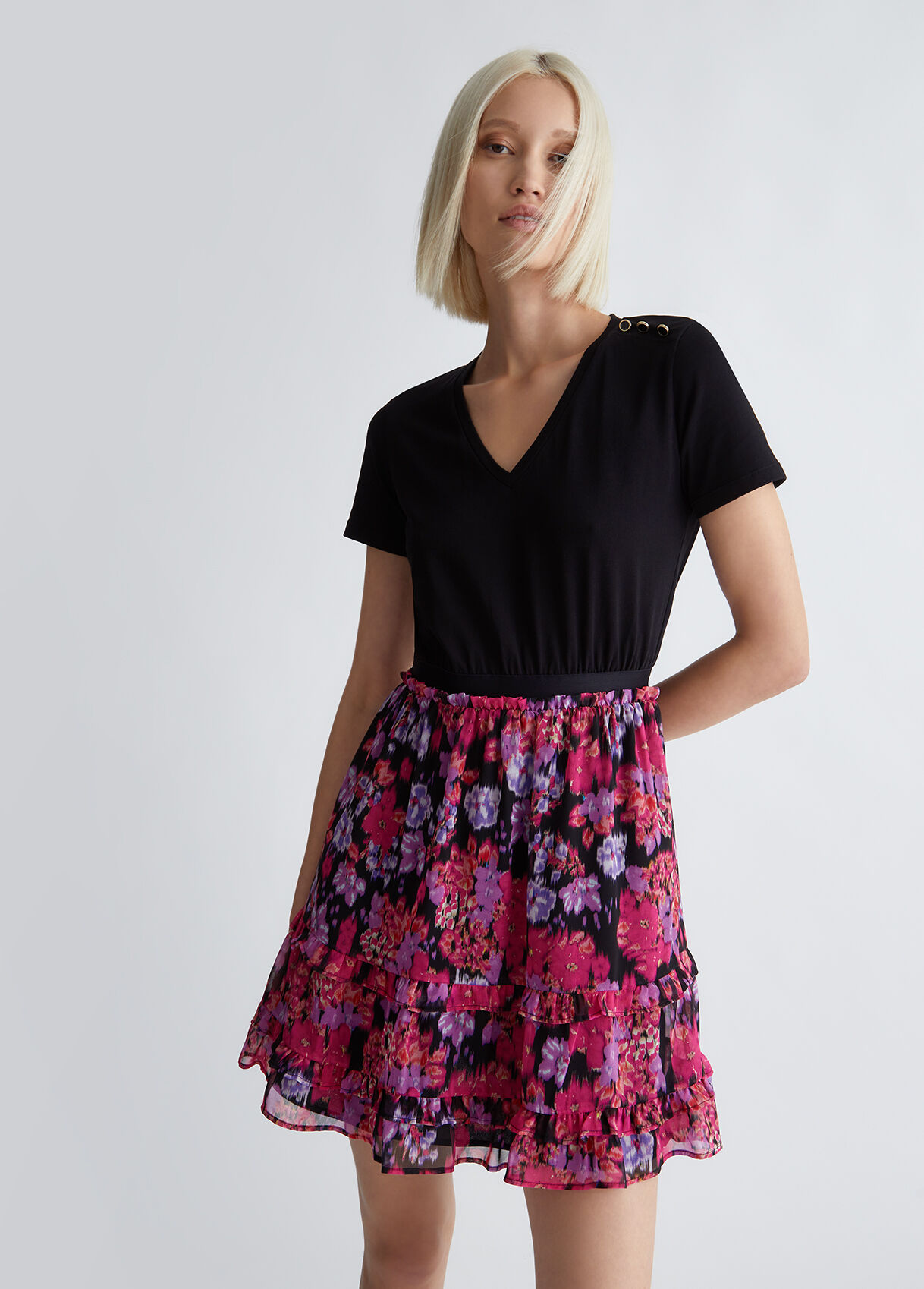 Dress with floral skirt