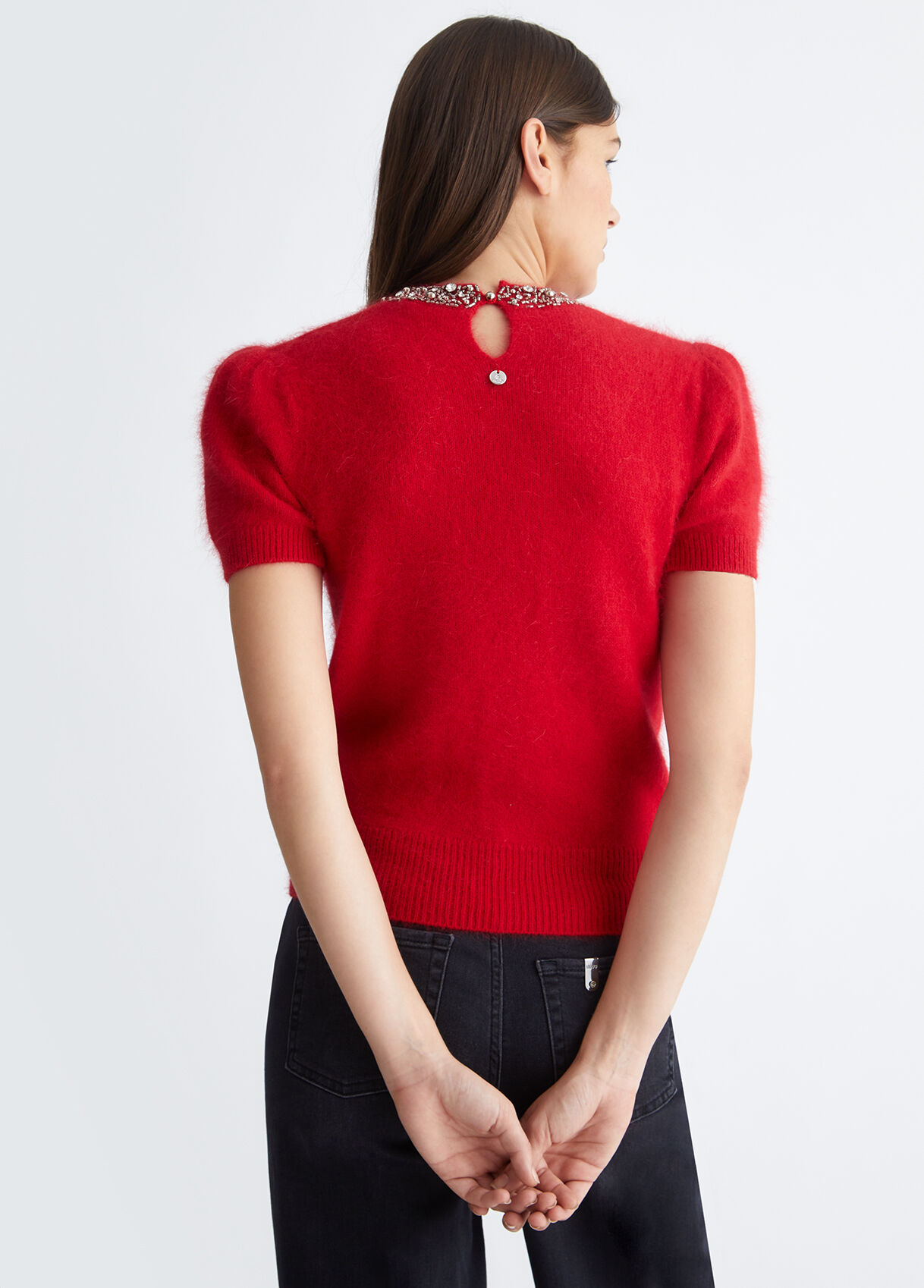Angora sweater with gemstones