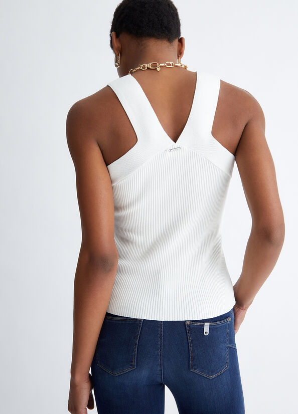 Top bianco in maglia