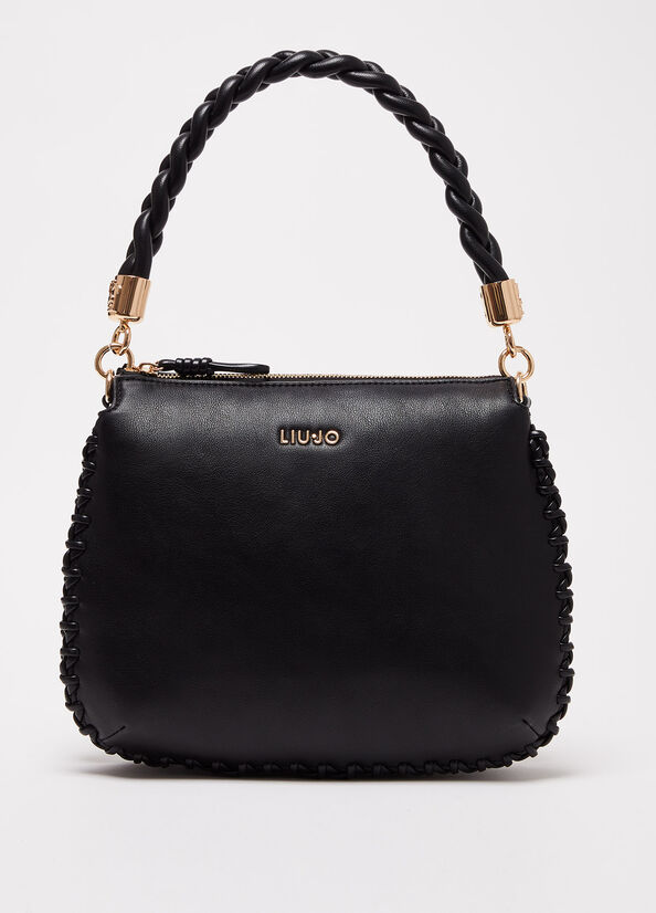 Borsa a mano nera con logo