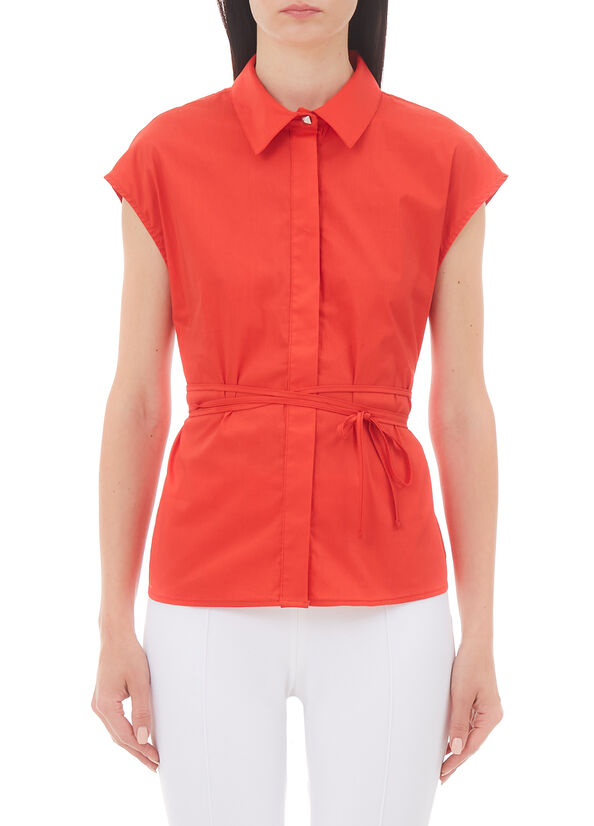 Camicia in popeline con laccio