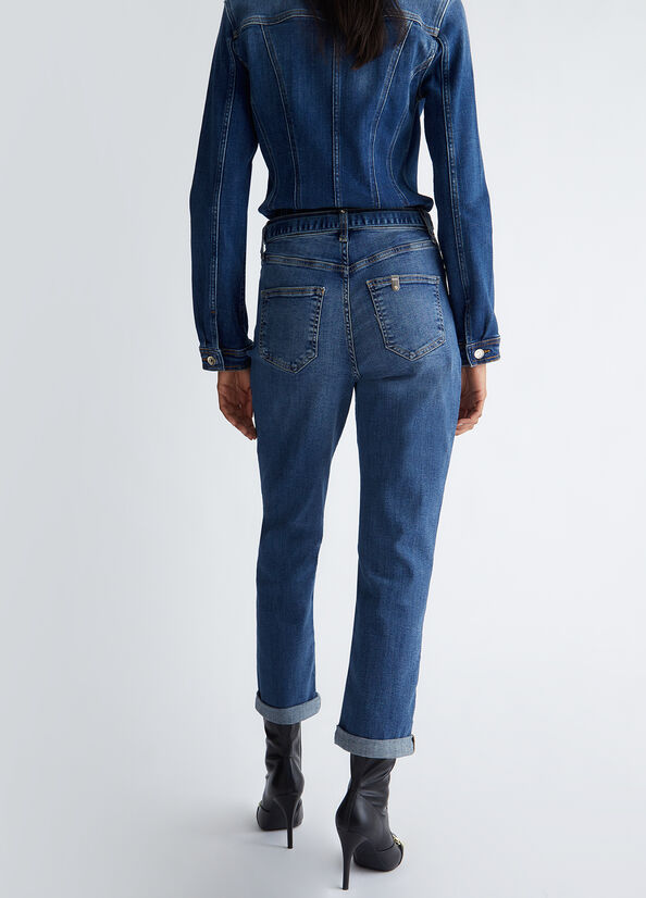 Jeans straight con risvolto