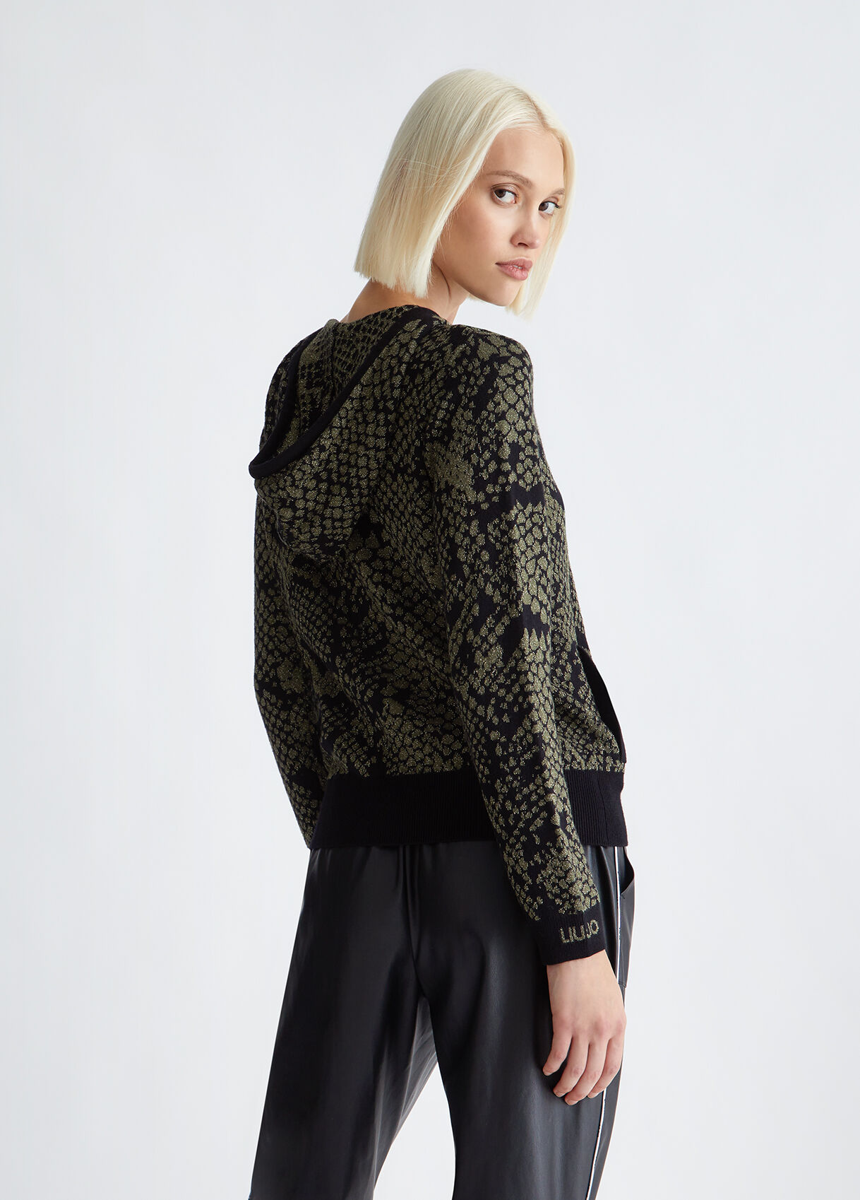 Eco-friendly jacquard sweater with zip