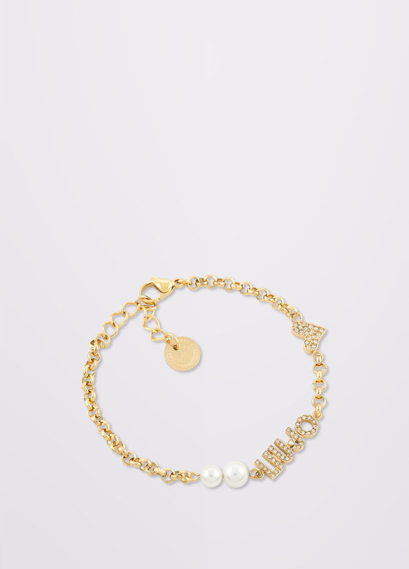 Bracciale con logo e perle gioiello