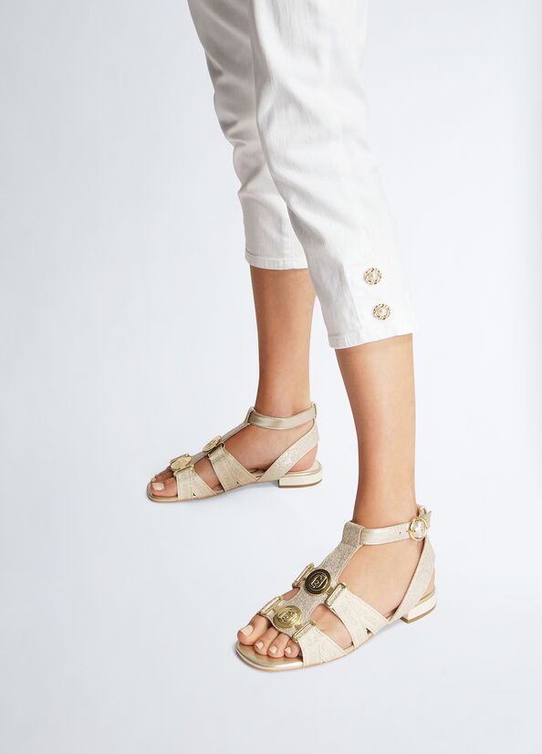 Sandali flat con glitter