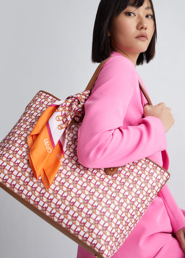 Borso shopping con logo e foulard