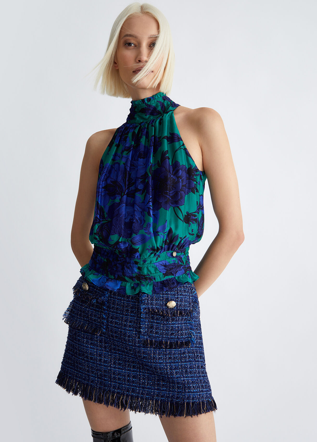 Silk blend floral top