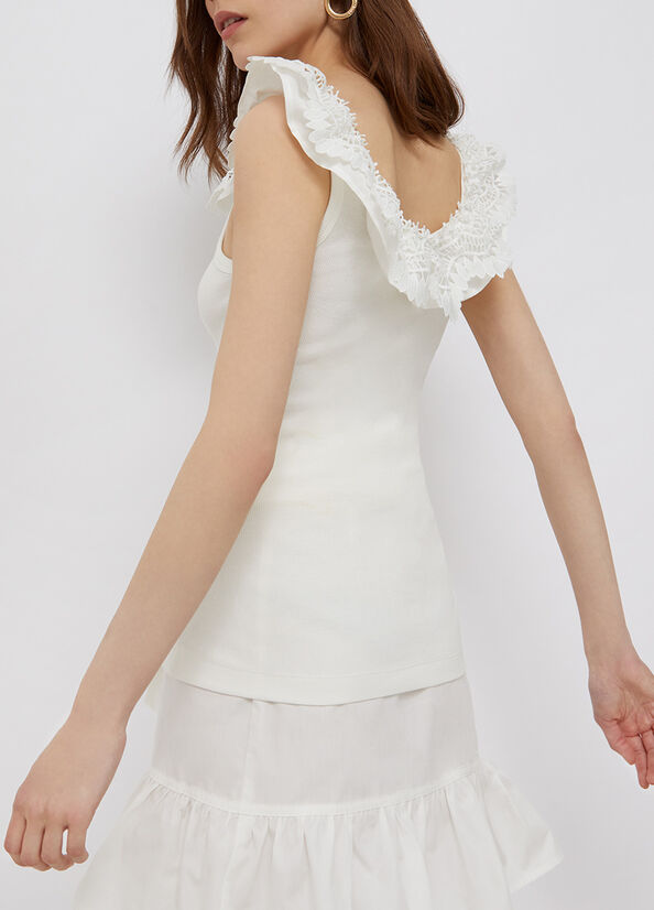 Top con volants in pizzo