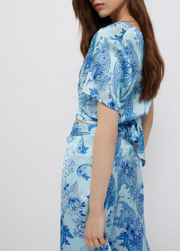 Blusa in raso con fiocco