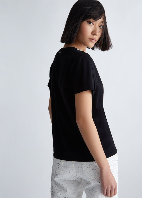 T-shirt con perle e strass
