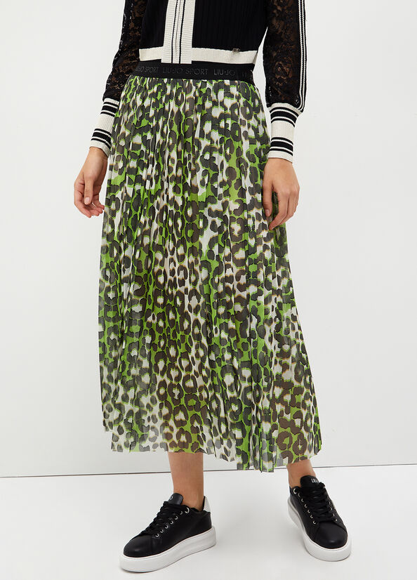 Gonna plissé animalier