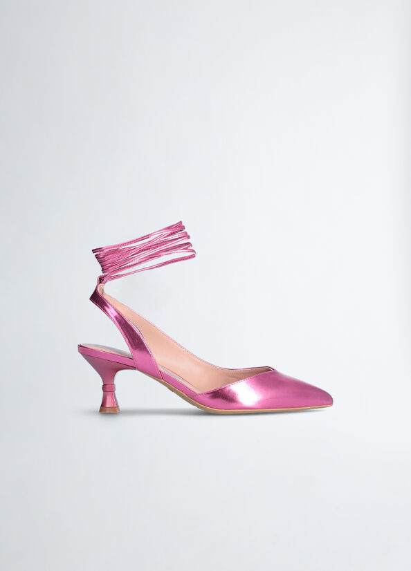 Sling back con tacco a clessidra