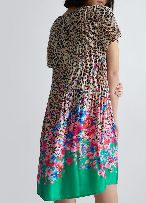 Vestito animalier floreale in raso